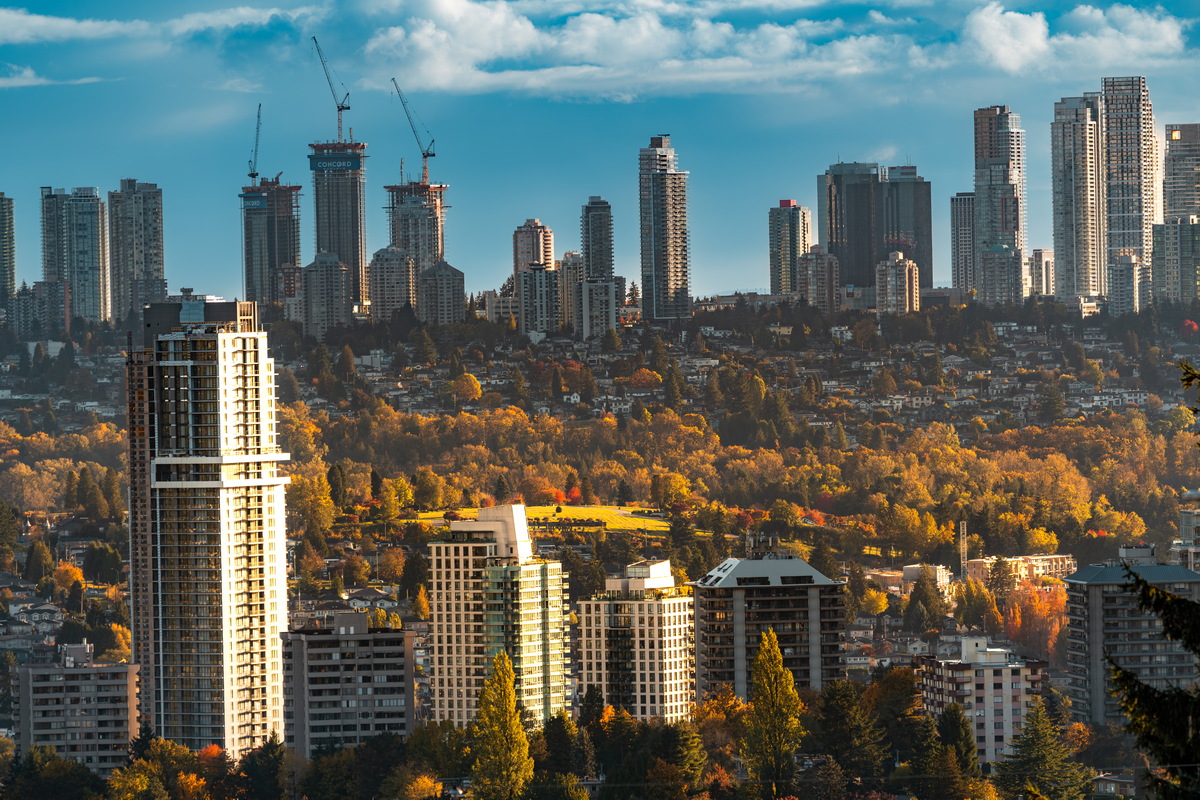 Capitol Hill · 秋树与高楼 · Autumn trees and towers, Capitol Hill, Burnaby — Capitol Hill Reservoir Park, Burnaby, BC